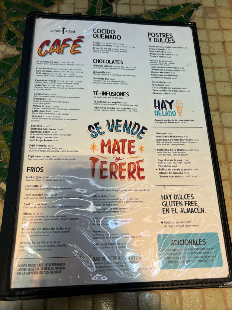 El cafe de aca menu