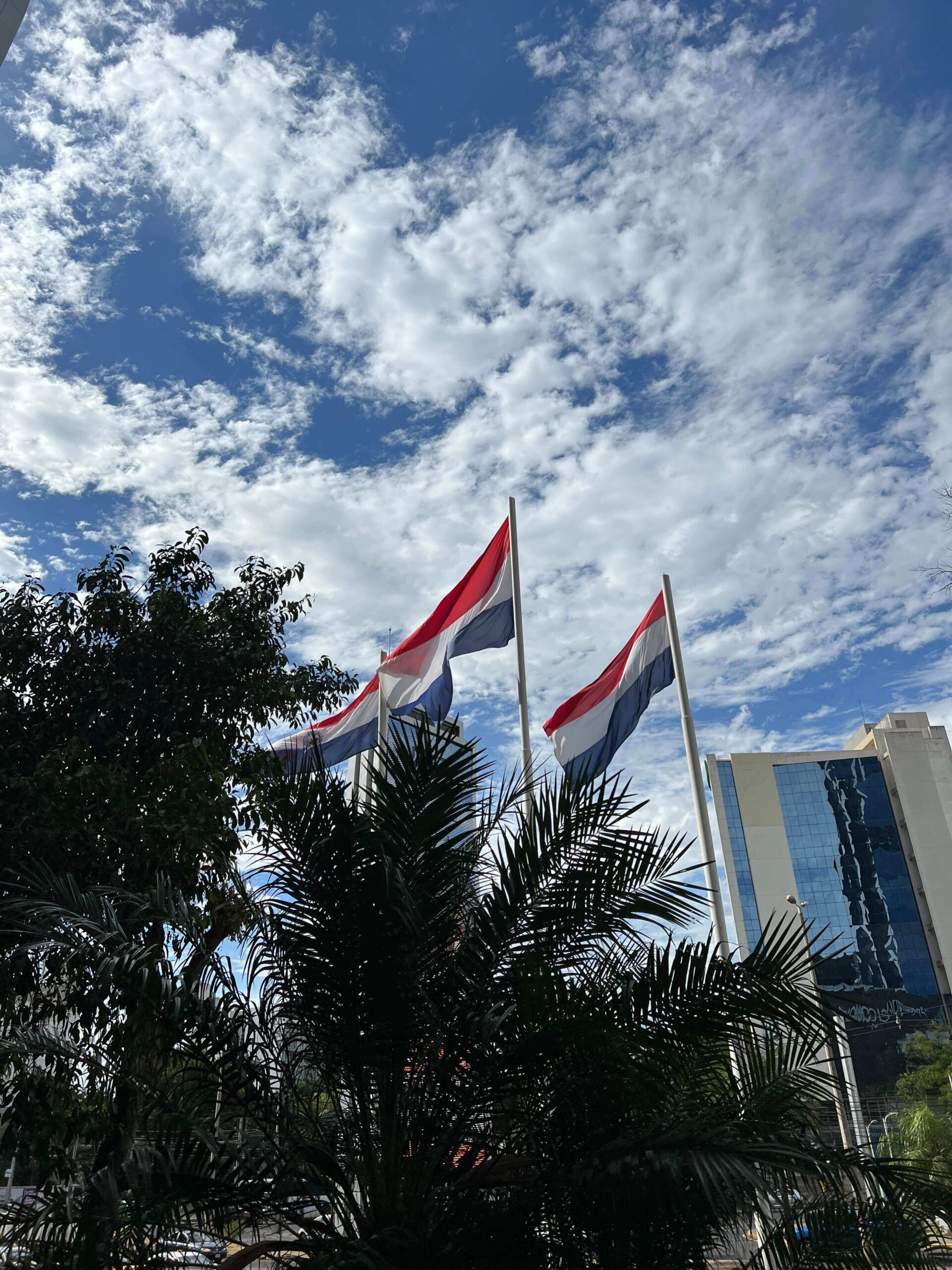 Flags in wind in Paraguay