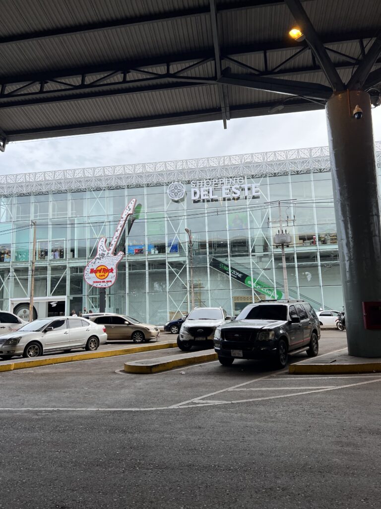 Crossing the border in Paraguay to Brazil