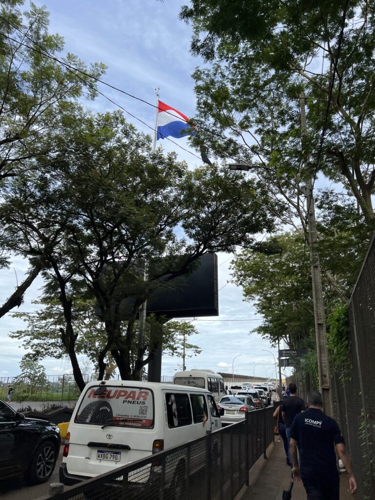 Paraguay flag at the border corssing