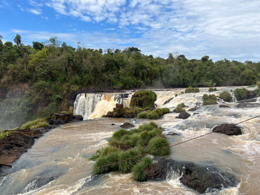 Waterfall in Paraguay blue sky
