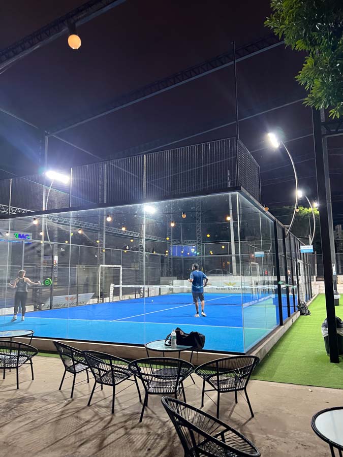 Playing padel at night