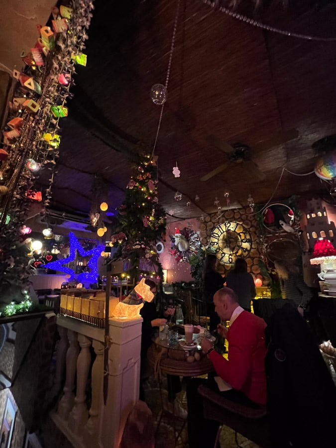 Inside El Jardin Secreto at Christmas