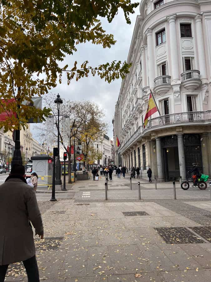 Walking Gran Via Madrid at Christmas