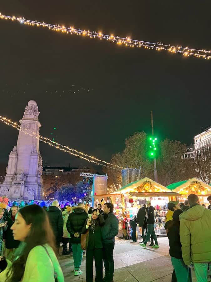 Madrid Spain at Christmas Christmas market at Gran Via