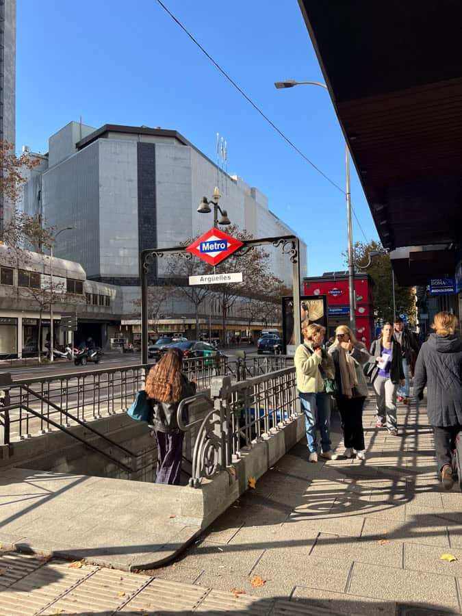 Metro stop in Madrid on street